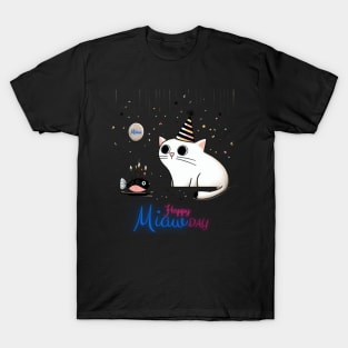 fish cat birthday - happy miaw day T-Shirt
